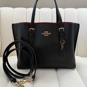 Authentic Coach Mollie Small Black Leather Tote Bag